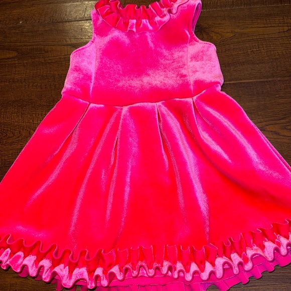 Genuine Kids OshKosh Pink Velvet Dress 2T Holiday Ruffle Party - Picture 4 of 7